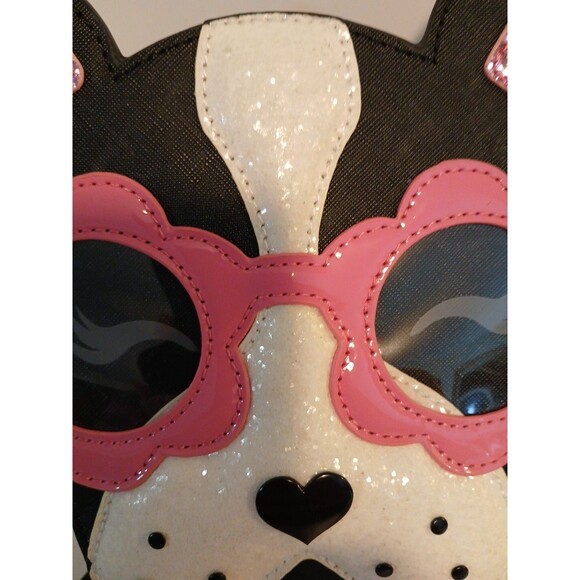 BETSEY JOHNSON "Puppy In Sunglasses" XOPUP Crossbody Bag W/Pink Glitter Accents - Picture 12 of 16